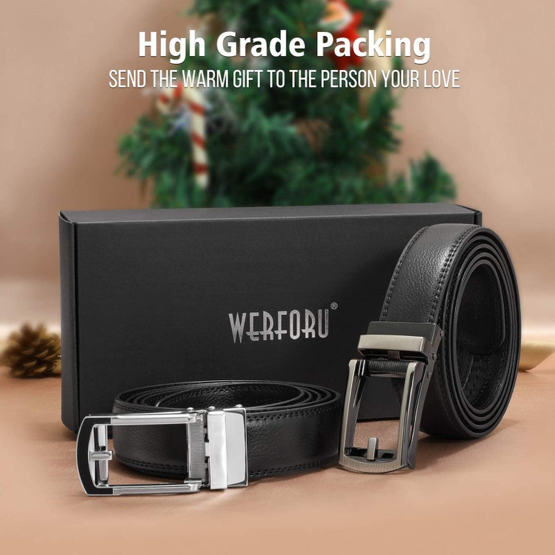 WERFORU Men's Ratchet Belts, 2 Pack Leather Belts for Men Dress and Casual with Automatic Buckle - Image 5